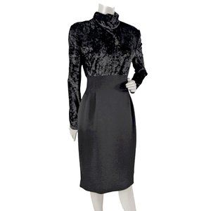 Vintage BICCI Florine Wachter 90s Evening Dress Velvet Crepe Knee Length Retro